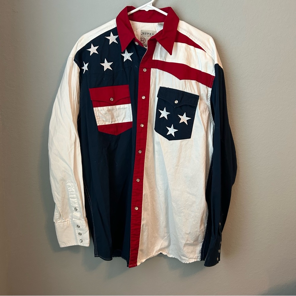 Patriotic Men's Shirt with Stars and Stripes